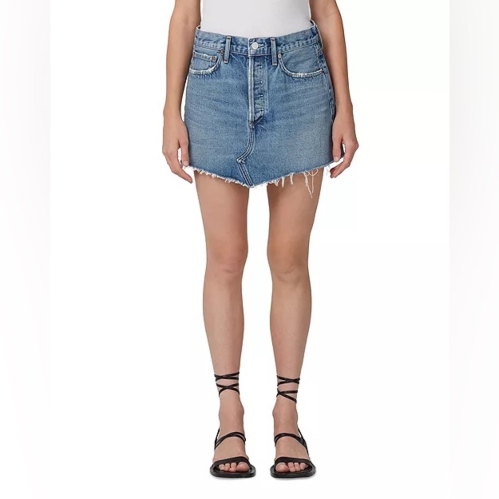 Agolde Parker Angled‎ Hem Denim Jean Mini Skirt Size 29